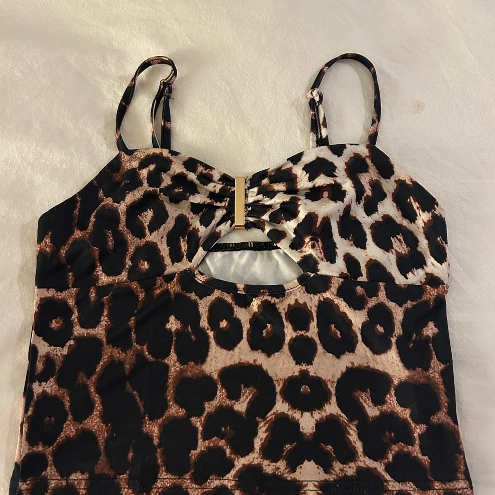 SHEIN Black and Brown Bustier Camisole with Cut Out
